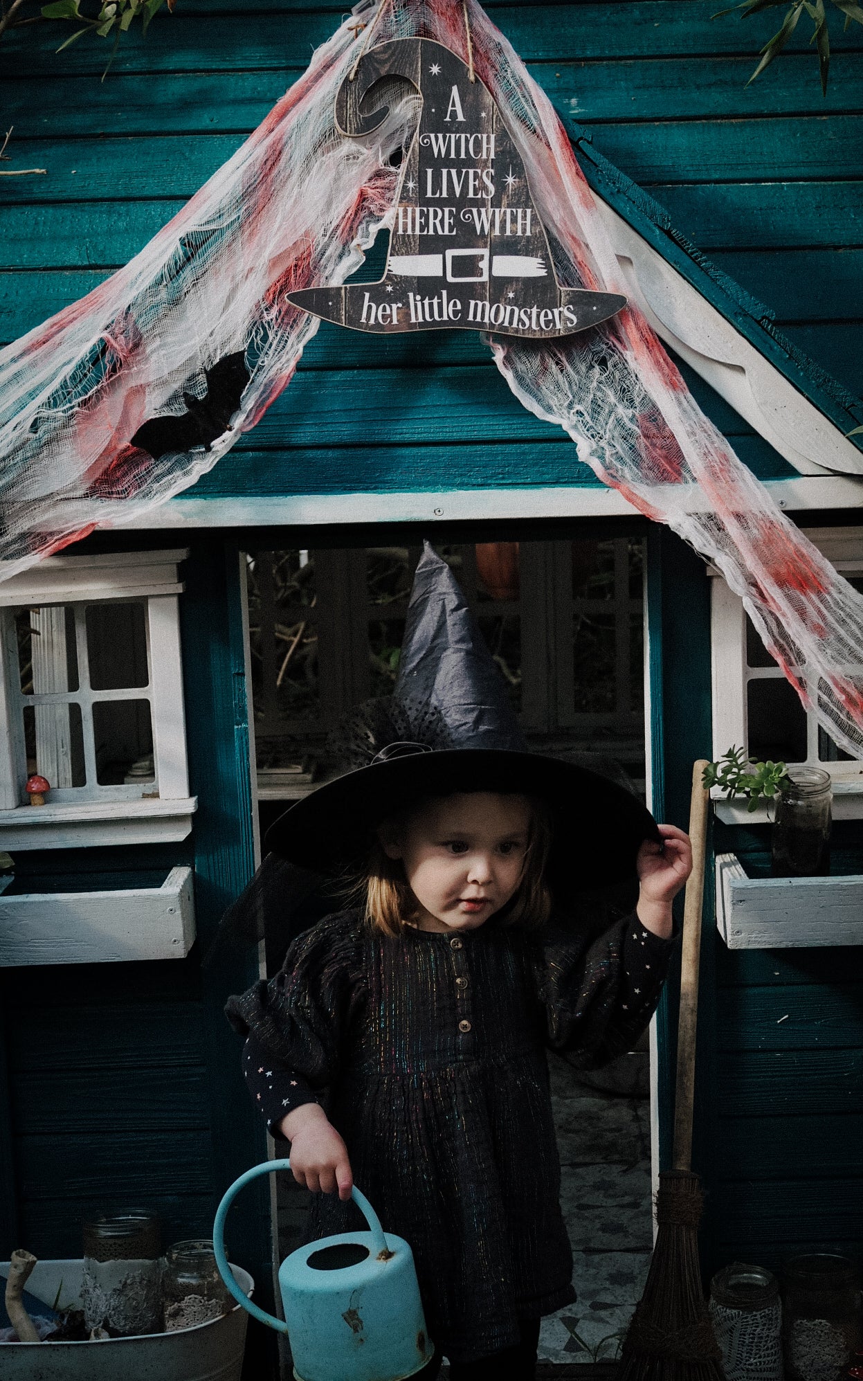 A Witch Lives Here Hanging MDF Sign