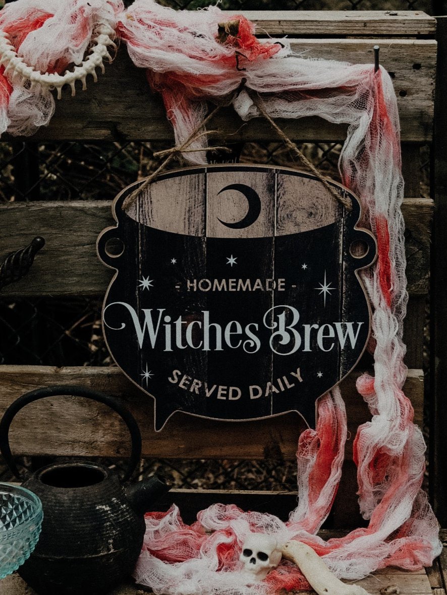 Witches Brew Cauldron - Hanging Sign
