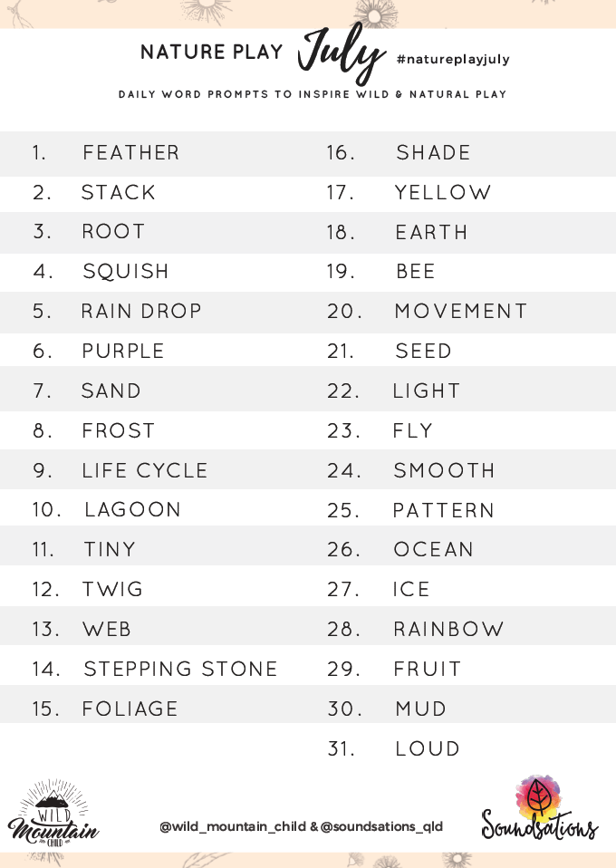 Nature Play July – Prompt List