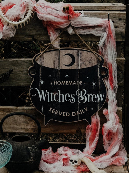 Witches Brew Cauldron - Hanging Sign