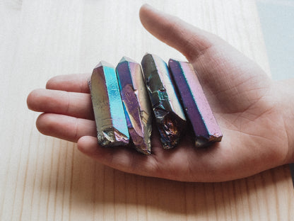Polished Rainbow Aura Quartz Point