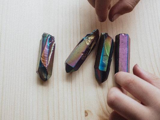 Polished Rainbow Aura Quartz Point