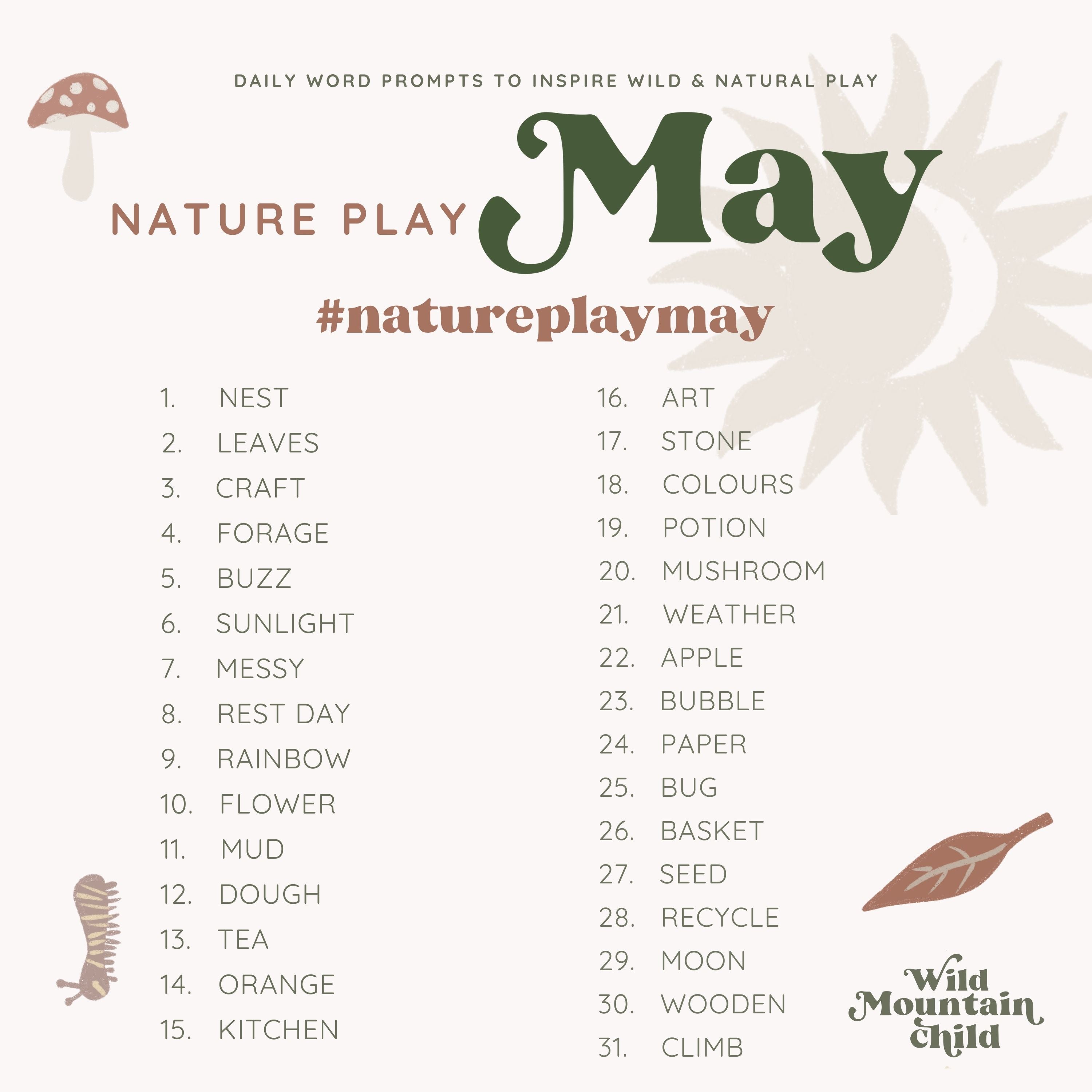 Nature Play May Calendar & Prompts