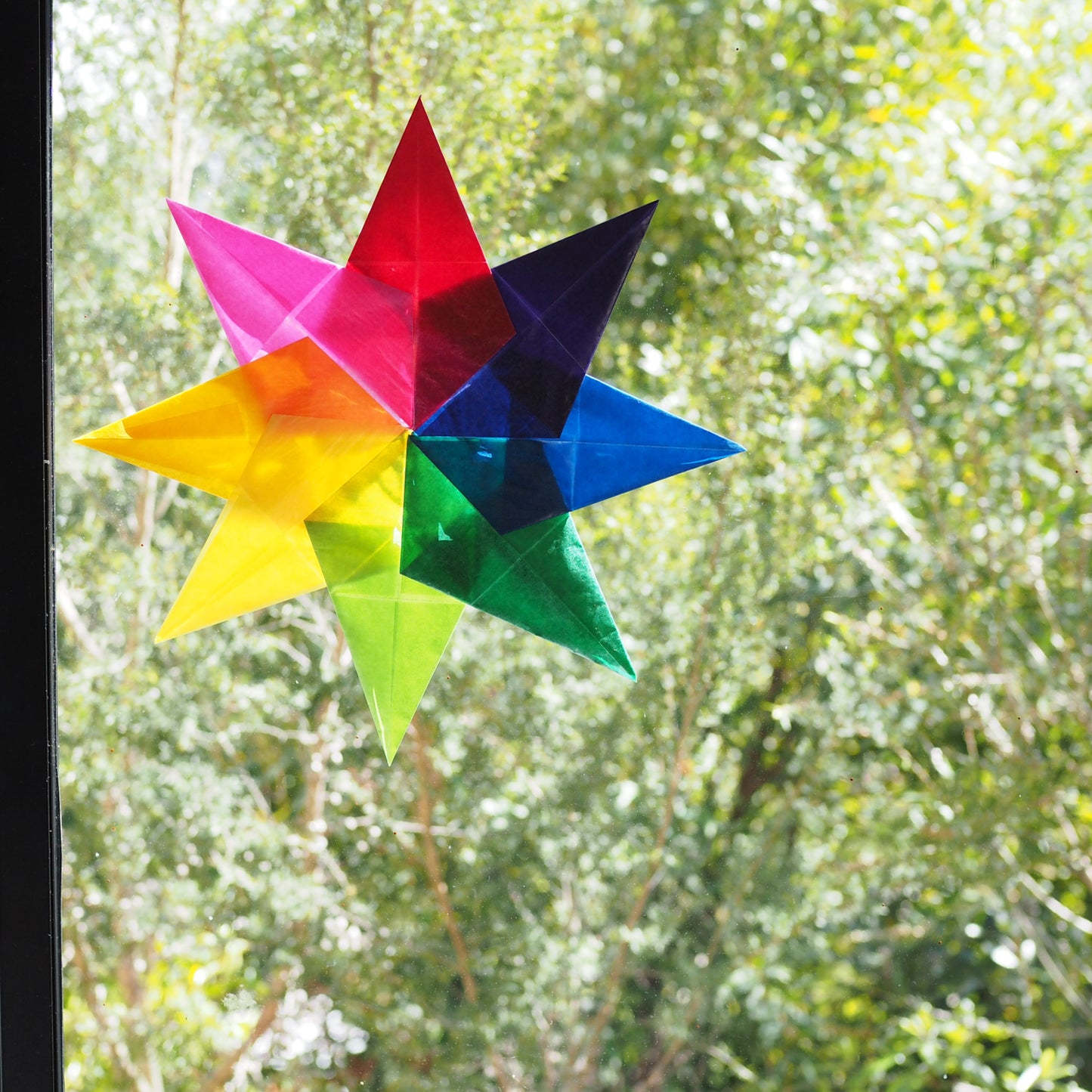 Window Star Folding Paper - Wax-like Kite Paper - 40gsm Assorted Rainbow Colours