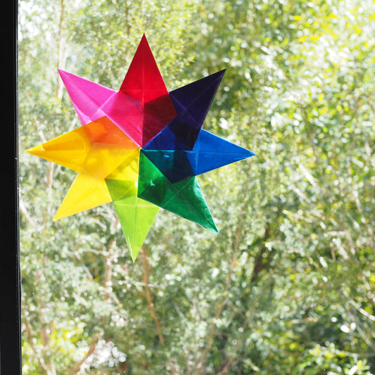 Window Star Folding Paper - Wax-like Kite Paper - 40gsm Assorted Rainbow Colours