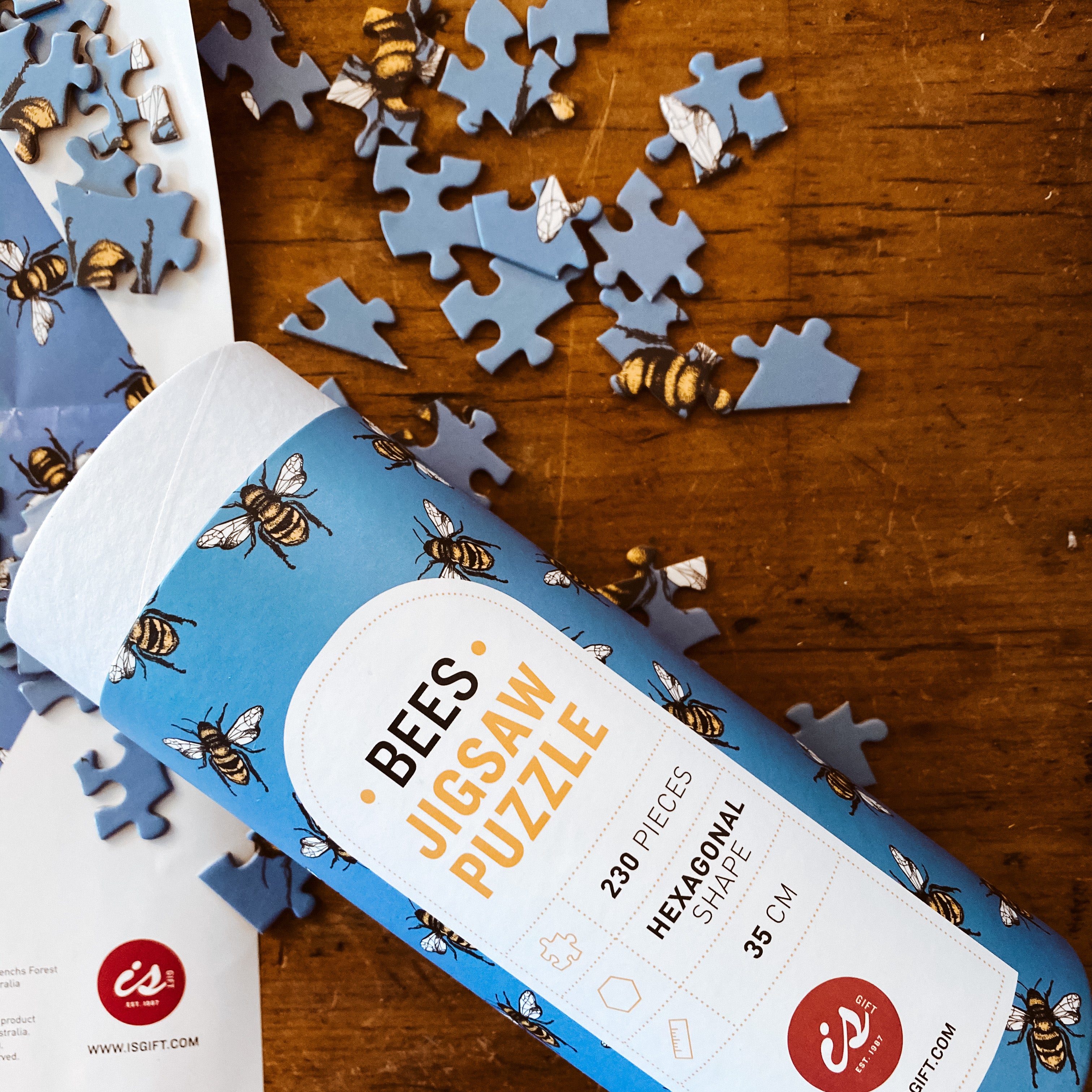 Blue Sky Bee Hexagonal Jig Saw Puzzle