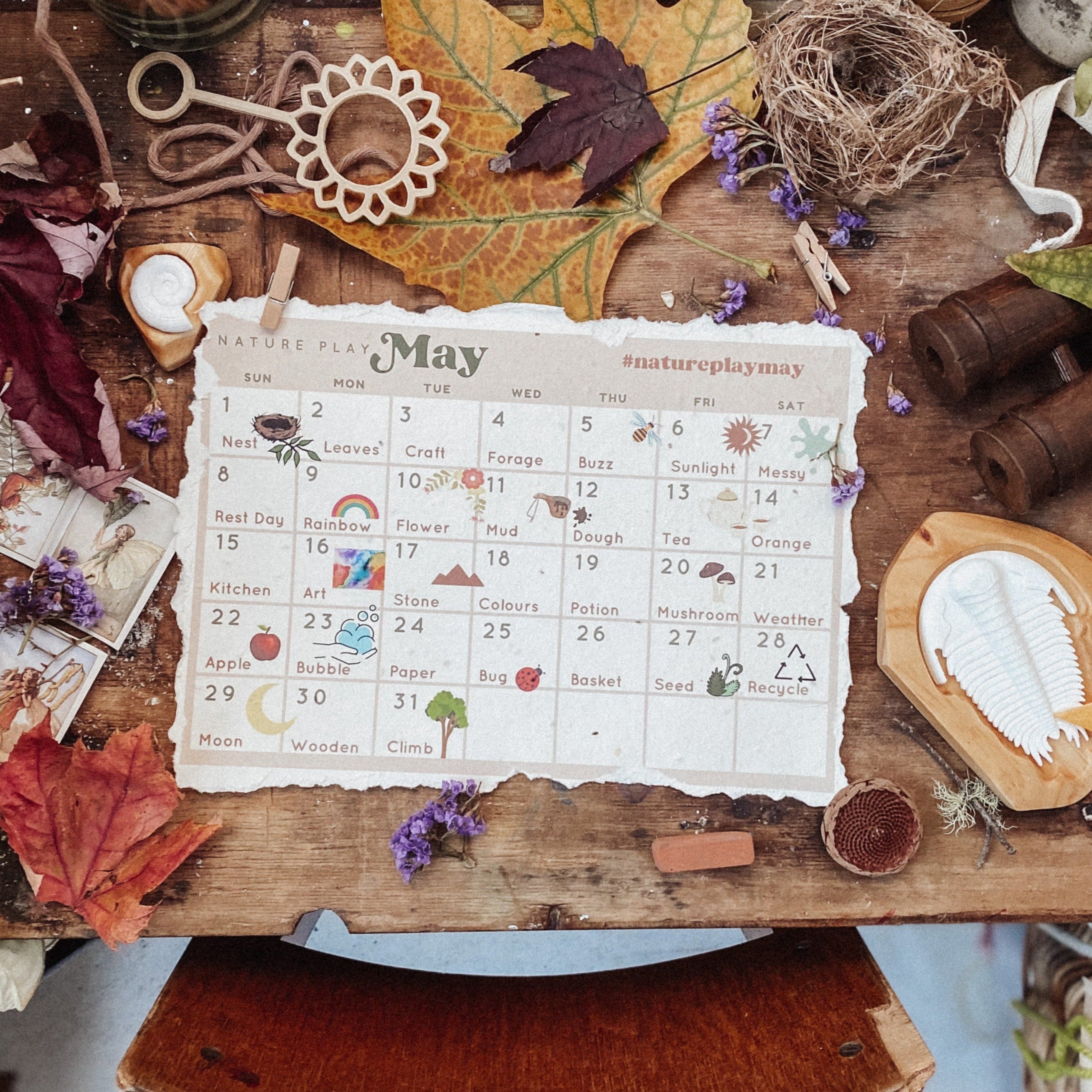Nature Play May Calendar & Prompts