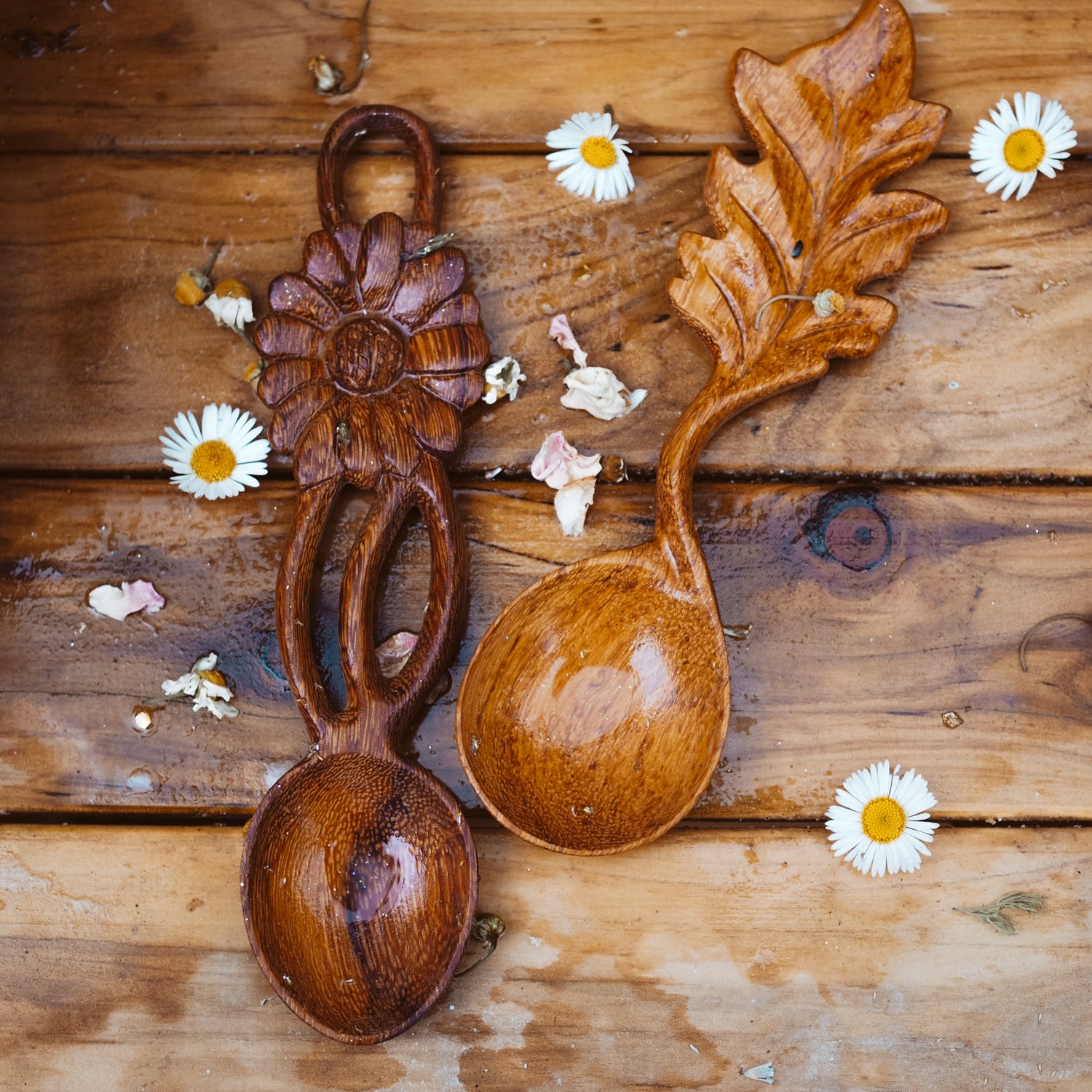 Handcrafted Daisy & Leaf Spoons | Natural Play - Wild Mountain Child